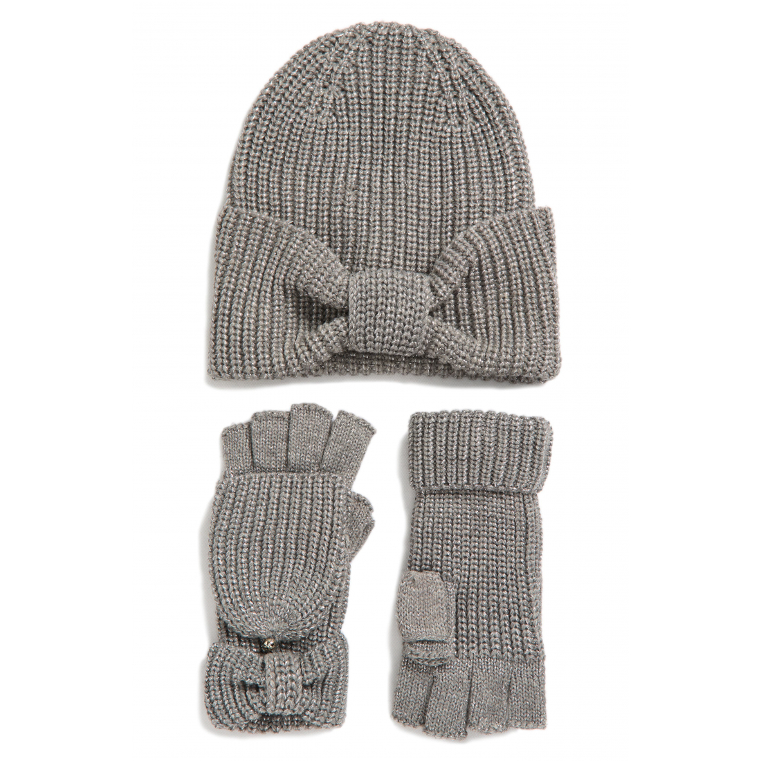 Women's 'Knotted Bow' Beanie & Glove Set