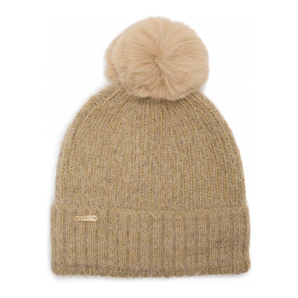 Women's 'Whispy Shine Faux Fur Pompom Knit' Beanie