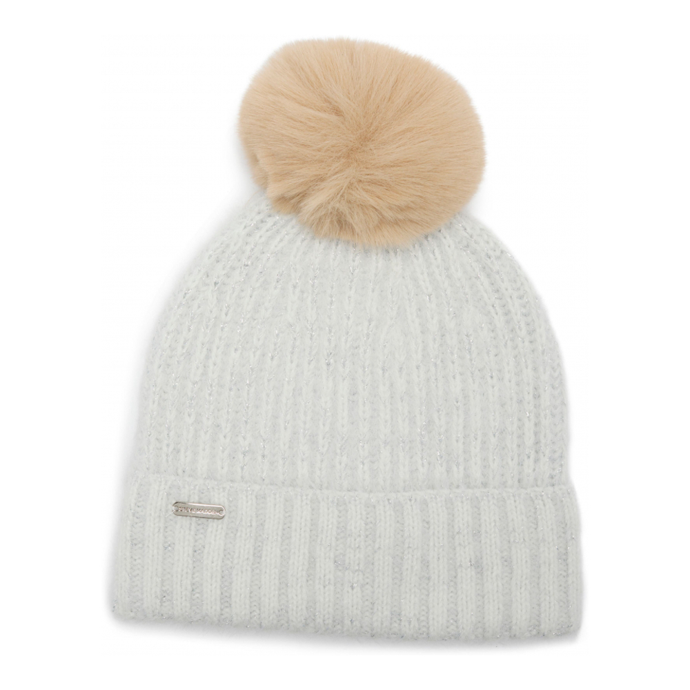 Women's 'Whispy Shine Faux Fur Pompom Knit' Beanie