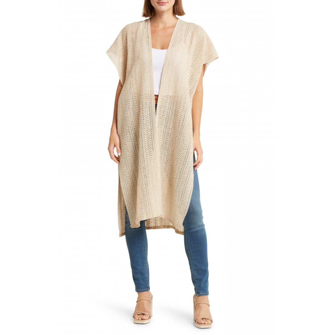 Women's 'Open Weave Tacked' Ruana