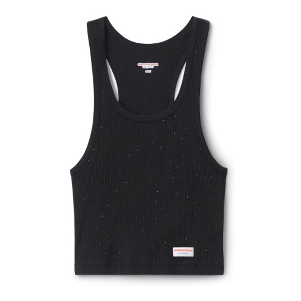 Women's 'Crystal Hotfix Cropped Racer' Tank Top