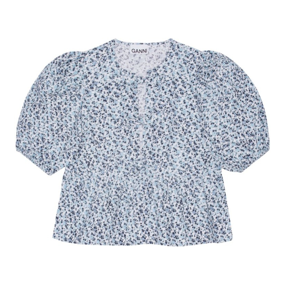 'Floral-Print' Kurzärmelige Bluse für Damen