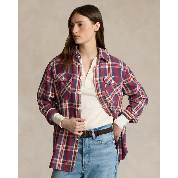 'Plaid Cotton Twill Work' Hemd für Damen