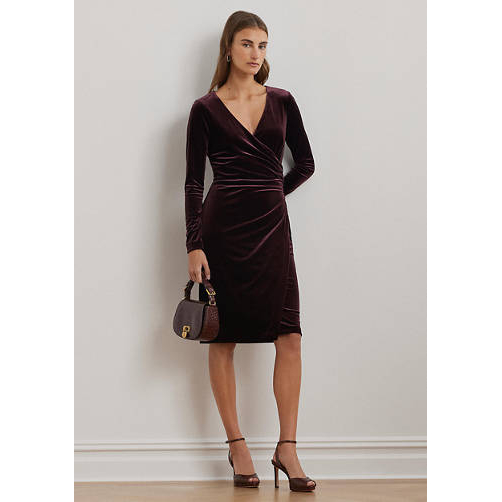 Robe Midi 'Stretch Velvet Surplice' pour Femmes