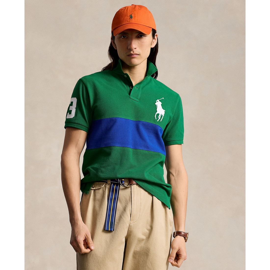 'Custom Slim-Fit Big Pony Mesh' Polohemd für Herren