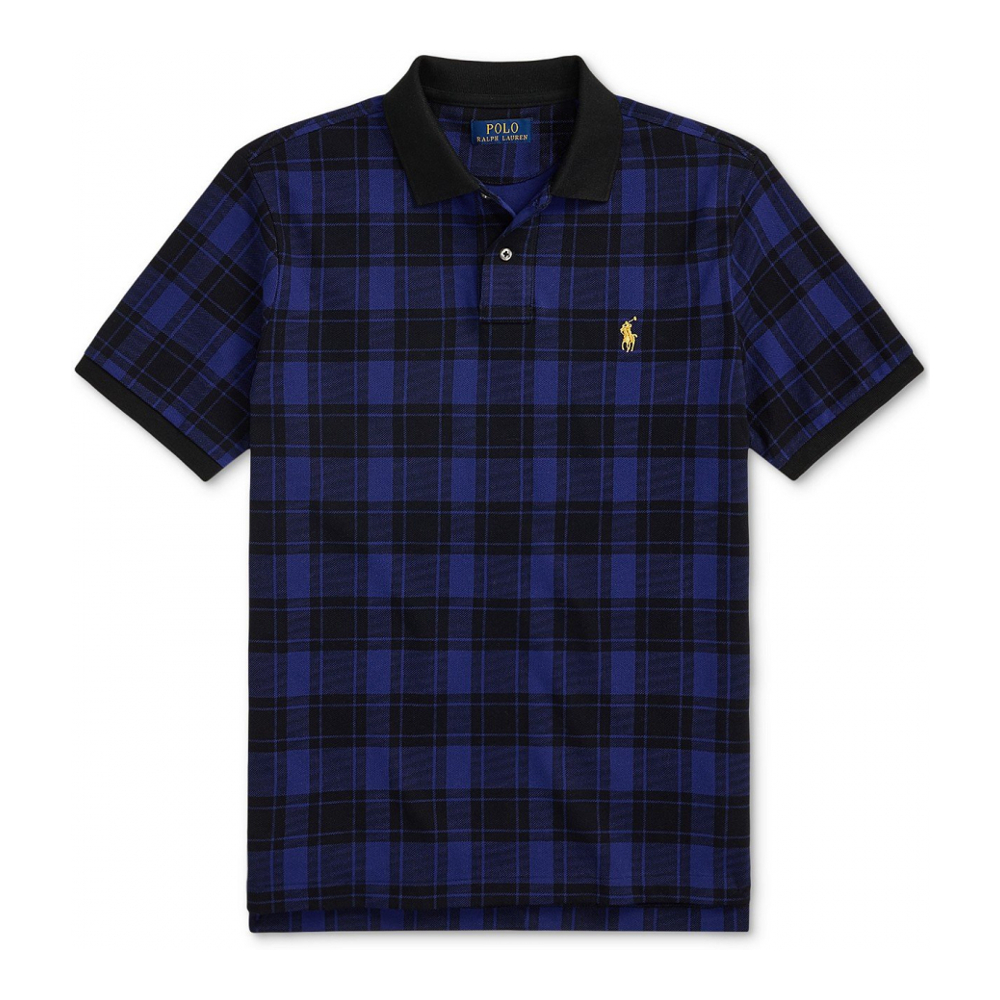 'Custom Slim Fit Plaid Mesh' Polohemd für Herren