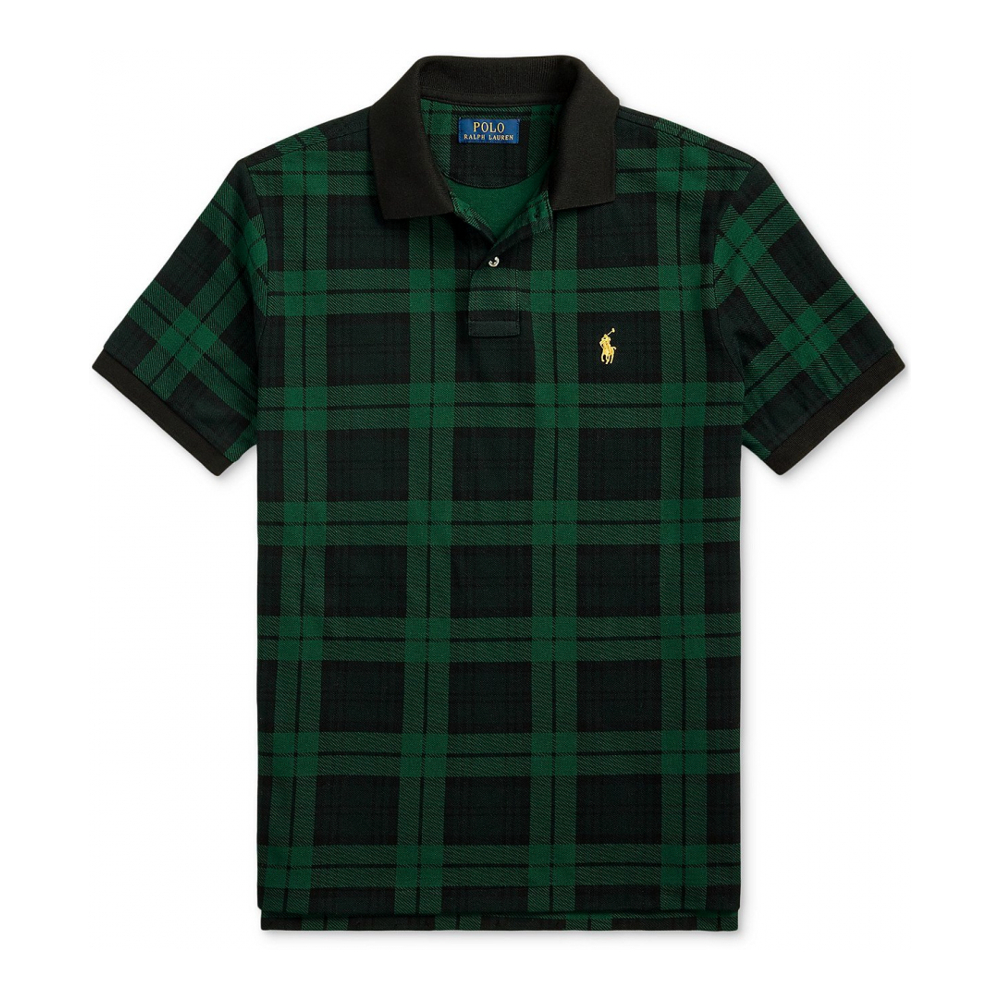 'Custom Slim Fit Plaid Mesh' Polohemd für Herren