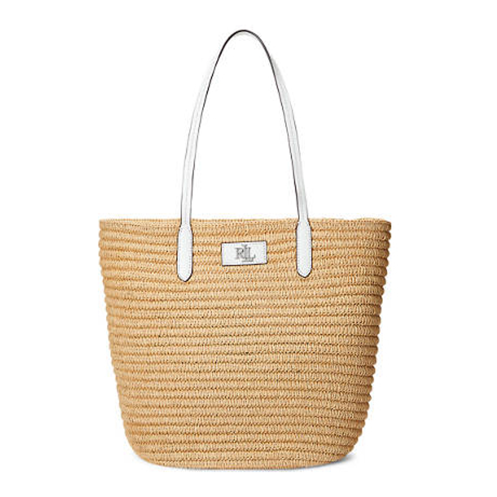 'Leather-Trim Straw Large Brie' Tote Handtasche für Damen