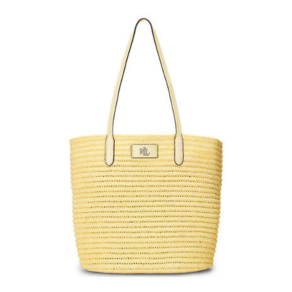 'Leather Trim Straw Large Brie' Tote Handtasche für Damen