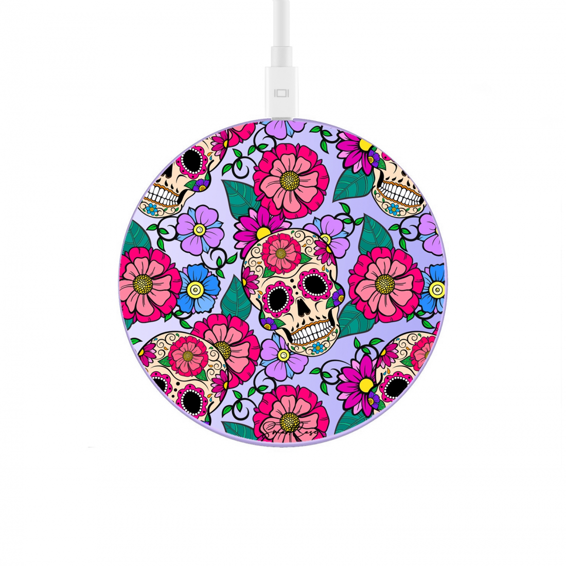 'Indicateur LED' Induction Charger - Skull & Flowers