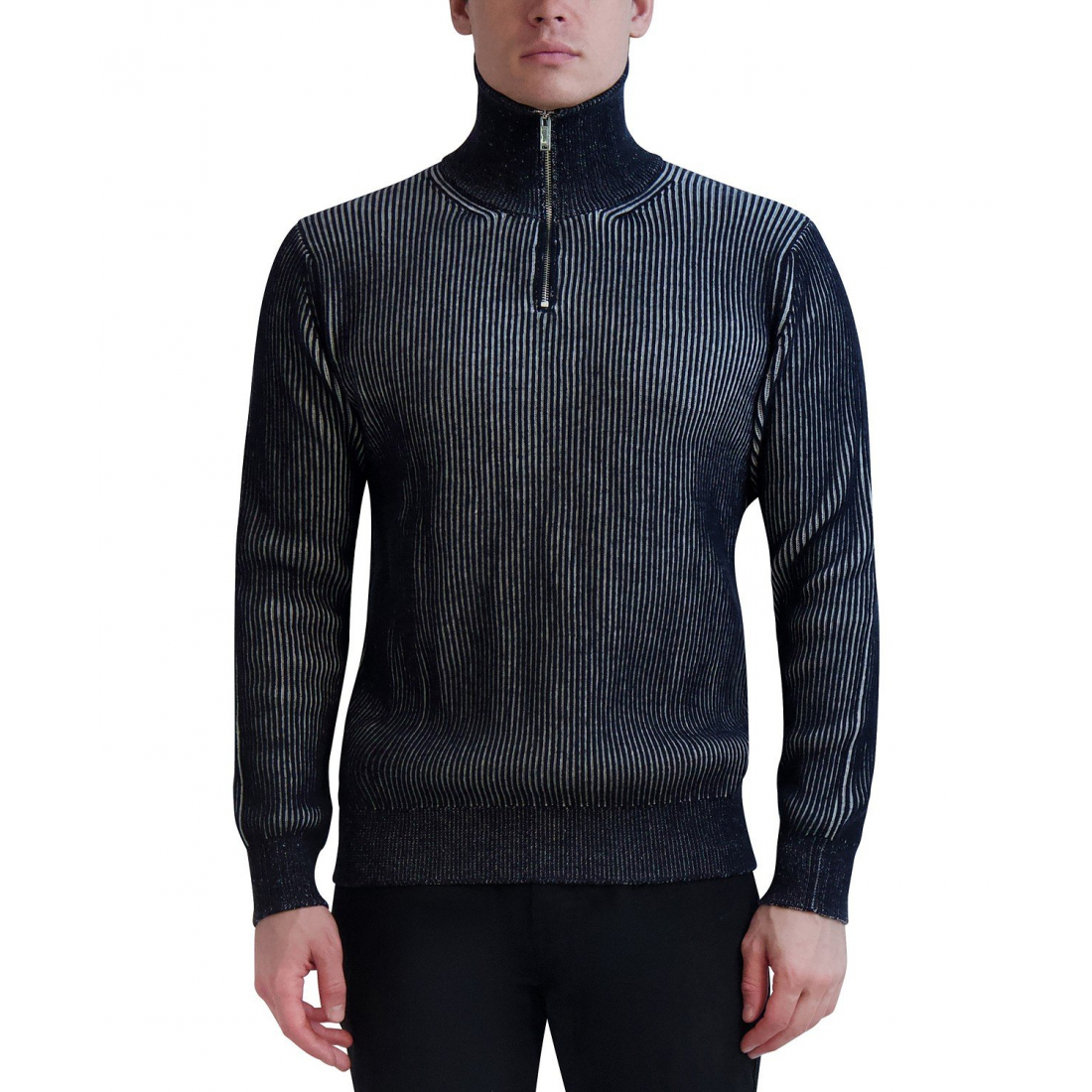 'Slim Fit Quarter-Zip Long Sleeve Double Needle' Pullover für Herren