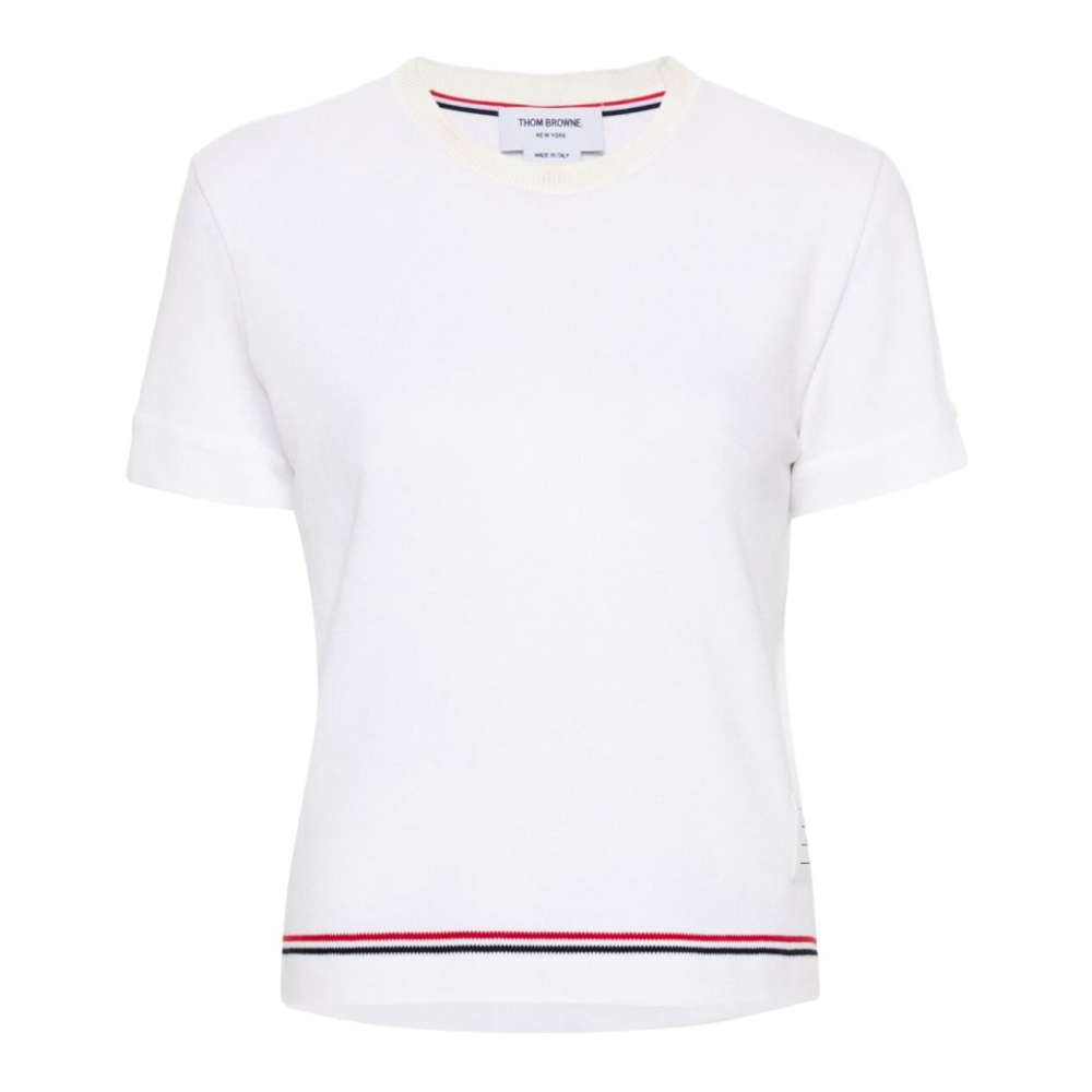 'Rwb-Stripe Piqué-Knit' Kurzarm Top für Damen