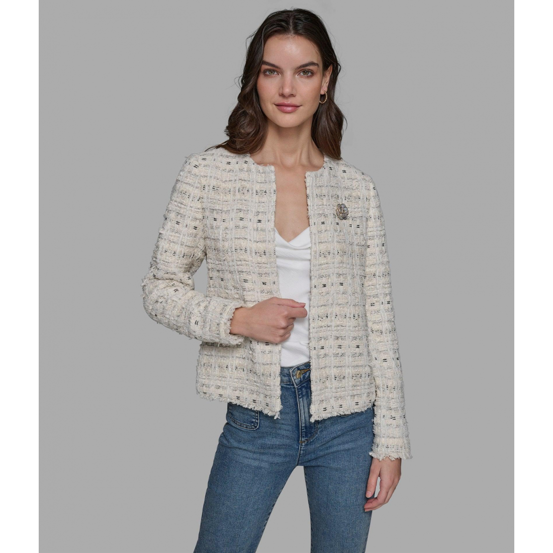 'Boucle Collarless' Jacke für Damen