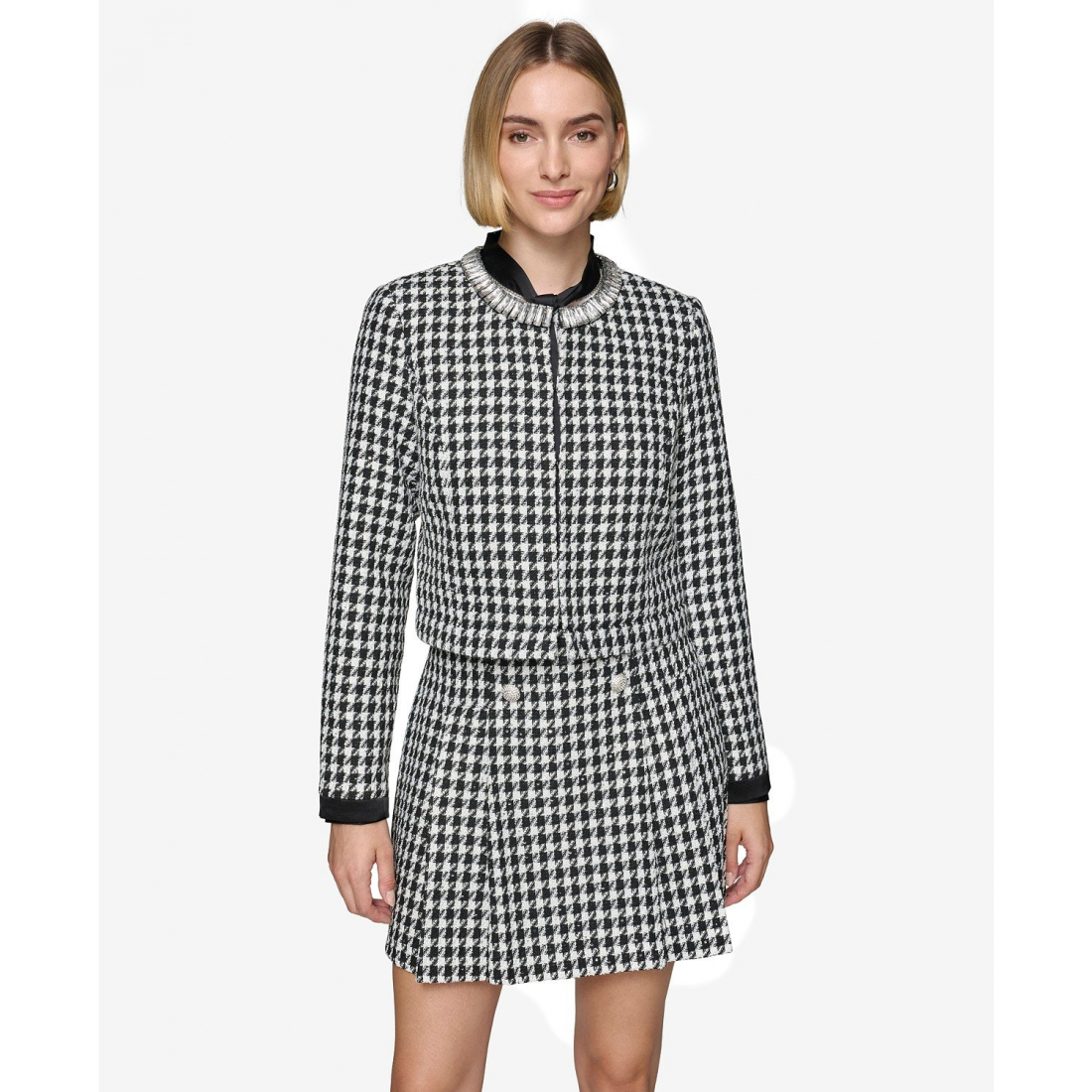 'Convertible Houndstooth' Jacke für Damen