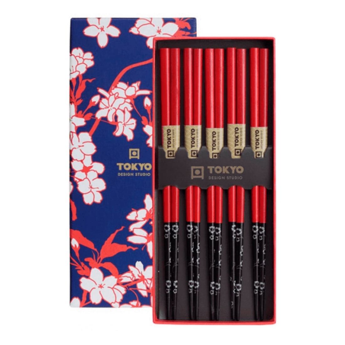 Ensemble De Baguettes/5 Coffret Cadeau Rouge Noir Flowe