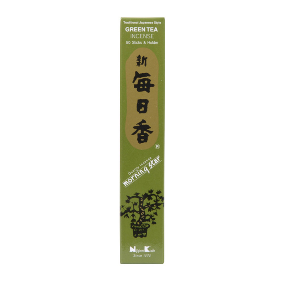 Morning Star - Box Of 50 Japanese Incense Sticks, Green Tea Scent.