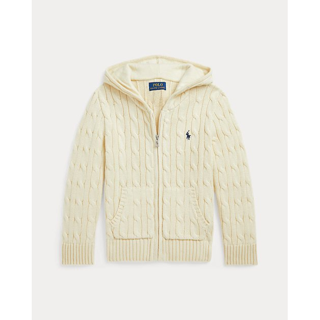 'Cable Cotton Hooded Full-Zip Sweater' pour Petits garçons