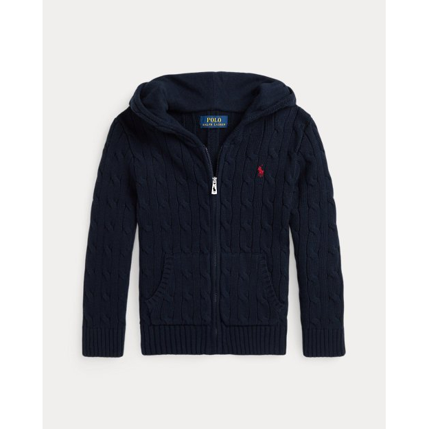 'Cable Cotton Hooded Full-Zip Sweater' pour Petits garçons