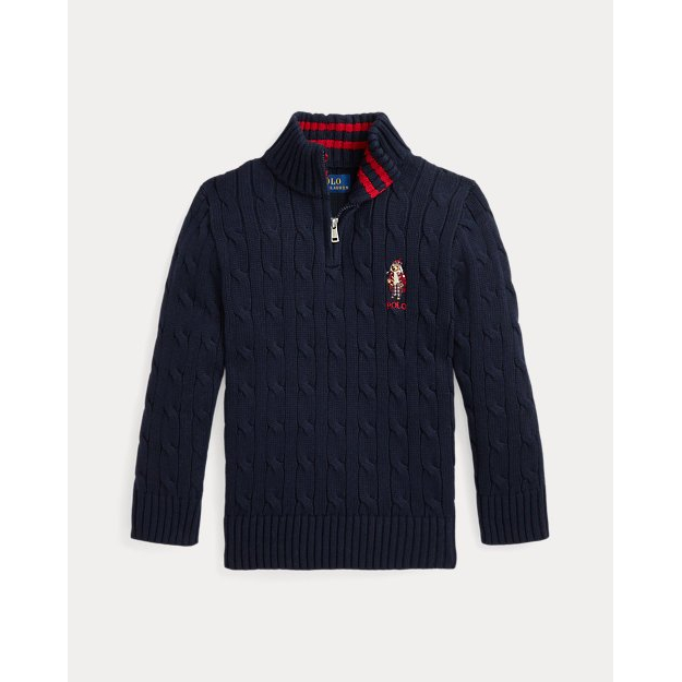 Little Boy's 'Polo Bear Cable-Knit Cotton Sweater'