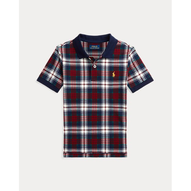 Little Boy's 'Plaid Cotton Mesh Polo Shirt'