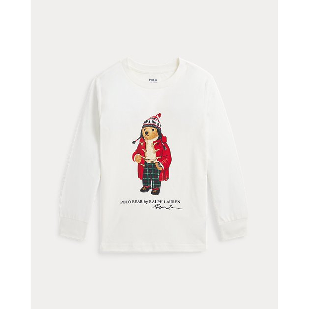 'Polo Bear Cotton Long-Sleeve Tee' pour Petits garçons