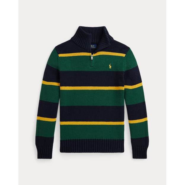 'Striped Cotton Quarter-Zip Sweater' pour Grands garçons