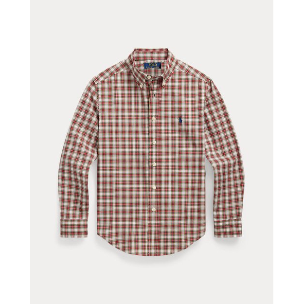 'Plaid Cotton Poplin Shirt' pour Grands garçons