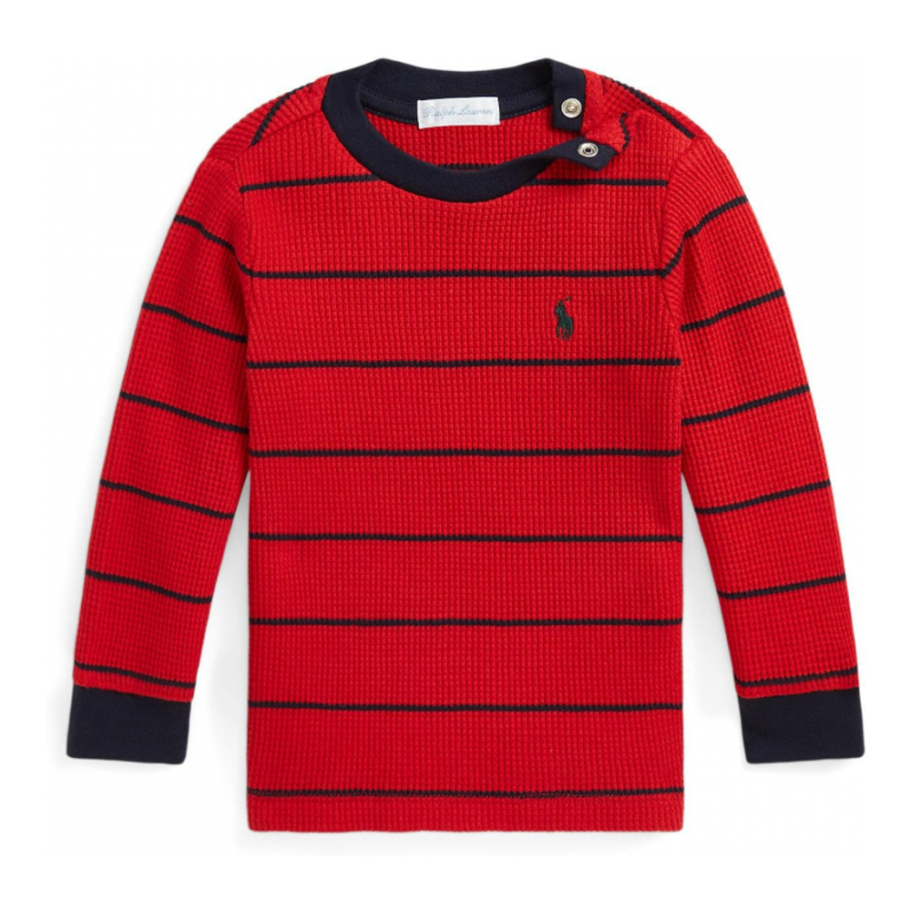 'Striped Waffle Cotton Long Sleeve Tee' pour Bébés garçons