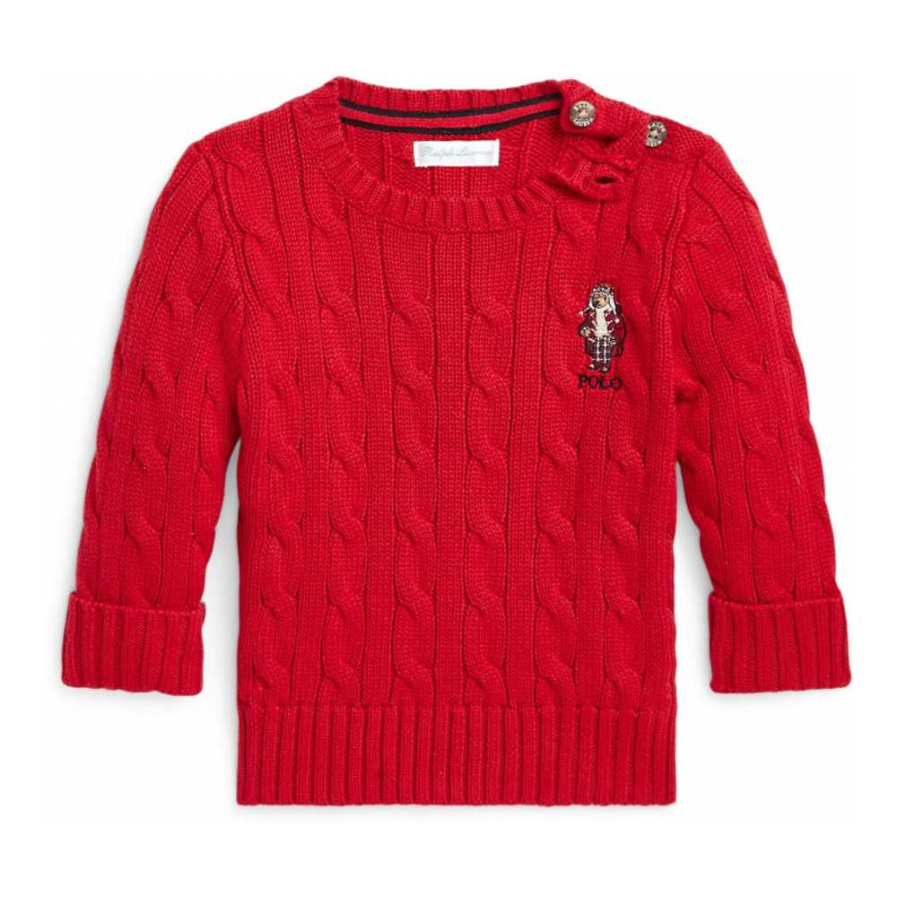 Baby Boy's 'Polo Bear Cable-Knit Cotton Sweater'