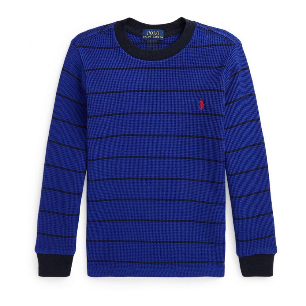 'Striped Waffle Cotton Long Sleeve Tee' pour Enfant et petit garçon