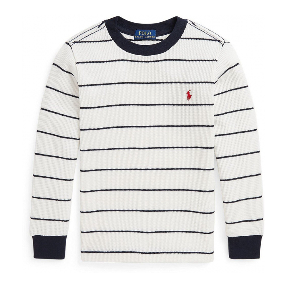 'Striped Waffle Cotton Long Sleeve Tee' pour Enfant et petit garçon