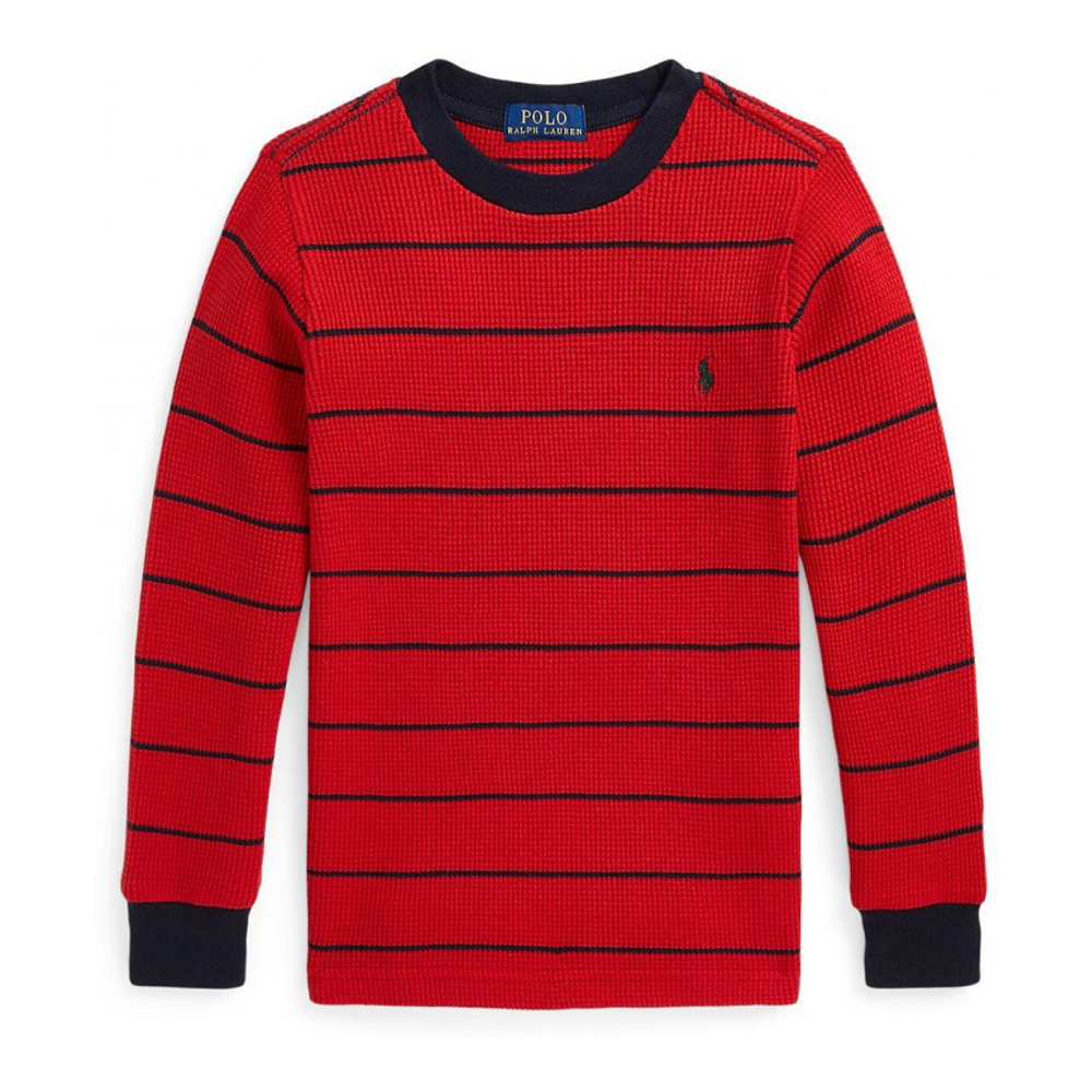 'Striped Waffle Cotton Long Sleeve Tee' pour Enfant et petit garçon