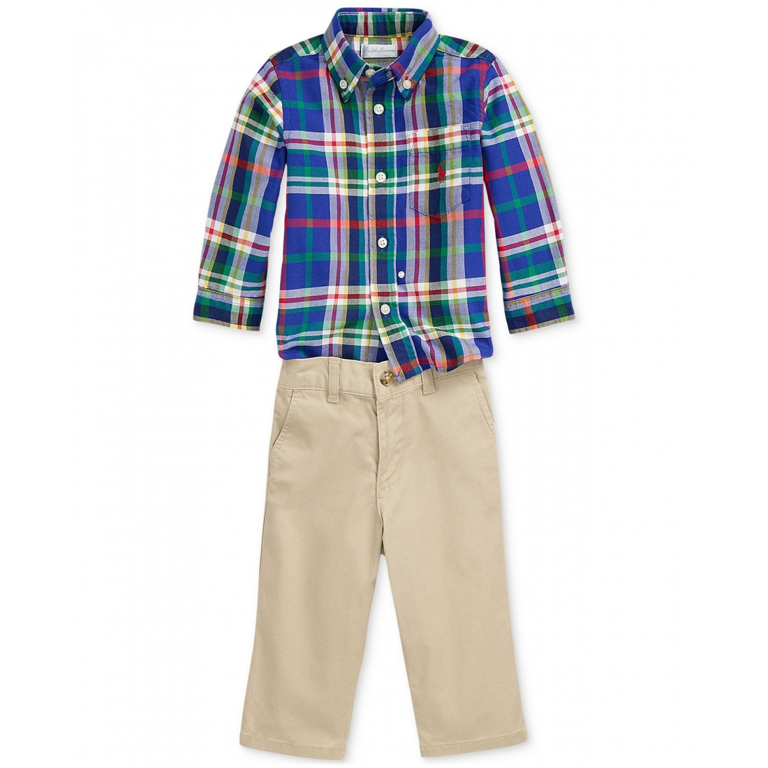 Baby Boy's 'Plaid Shirt & Chino Pants, 2 Piece Set'