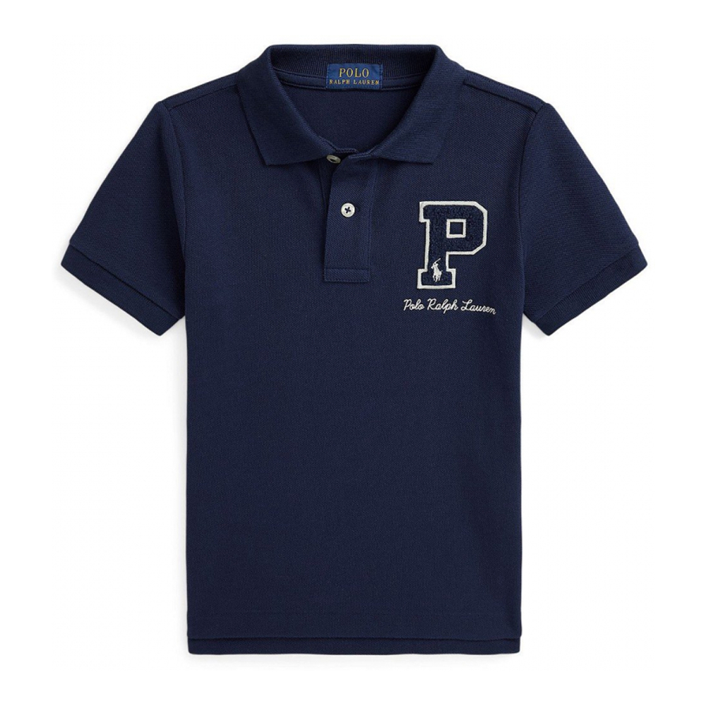 'Cotton Mesh Letterman Polo Shirt' pour Enfant et petit garçon