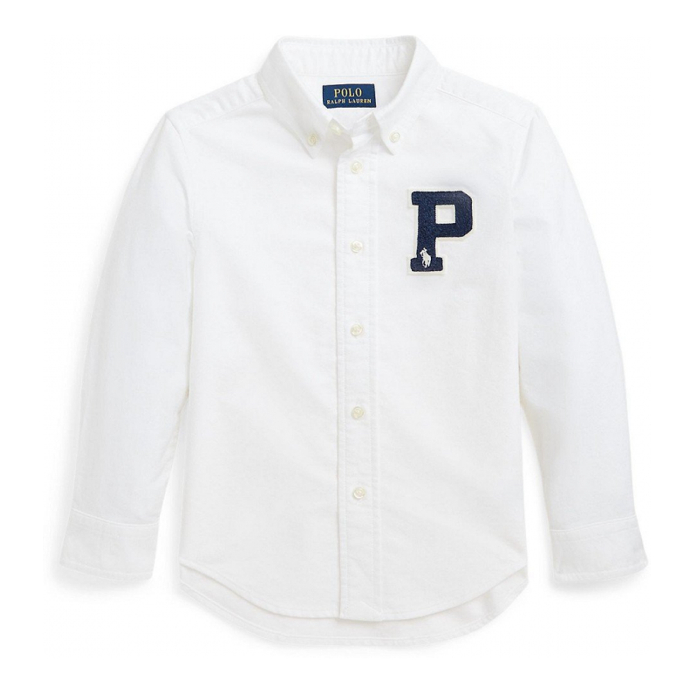 Toddler & Little Boy's 'Cotton Oxford Letterman Shirt'