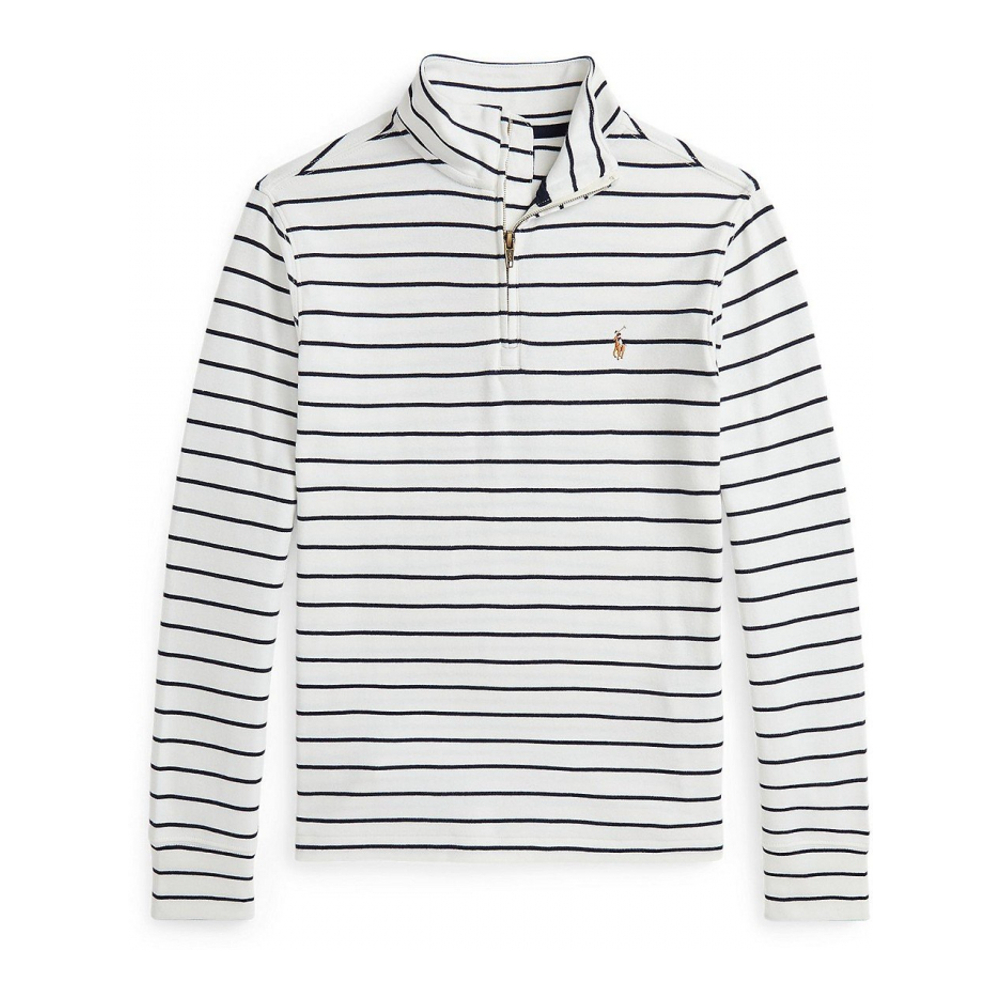 'Striped Cotton Quarter-Zip Pullover Shirt' pour Grands garçons