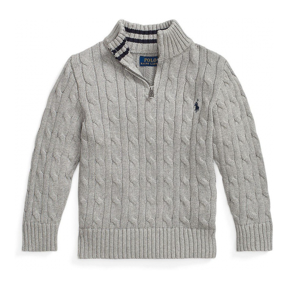 'Cable-Knit Cotton Quarter-Zip Sweater' pour Enfant et petit garçon