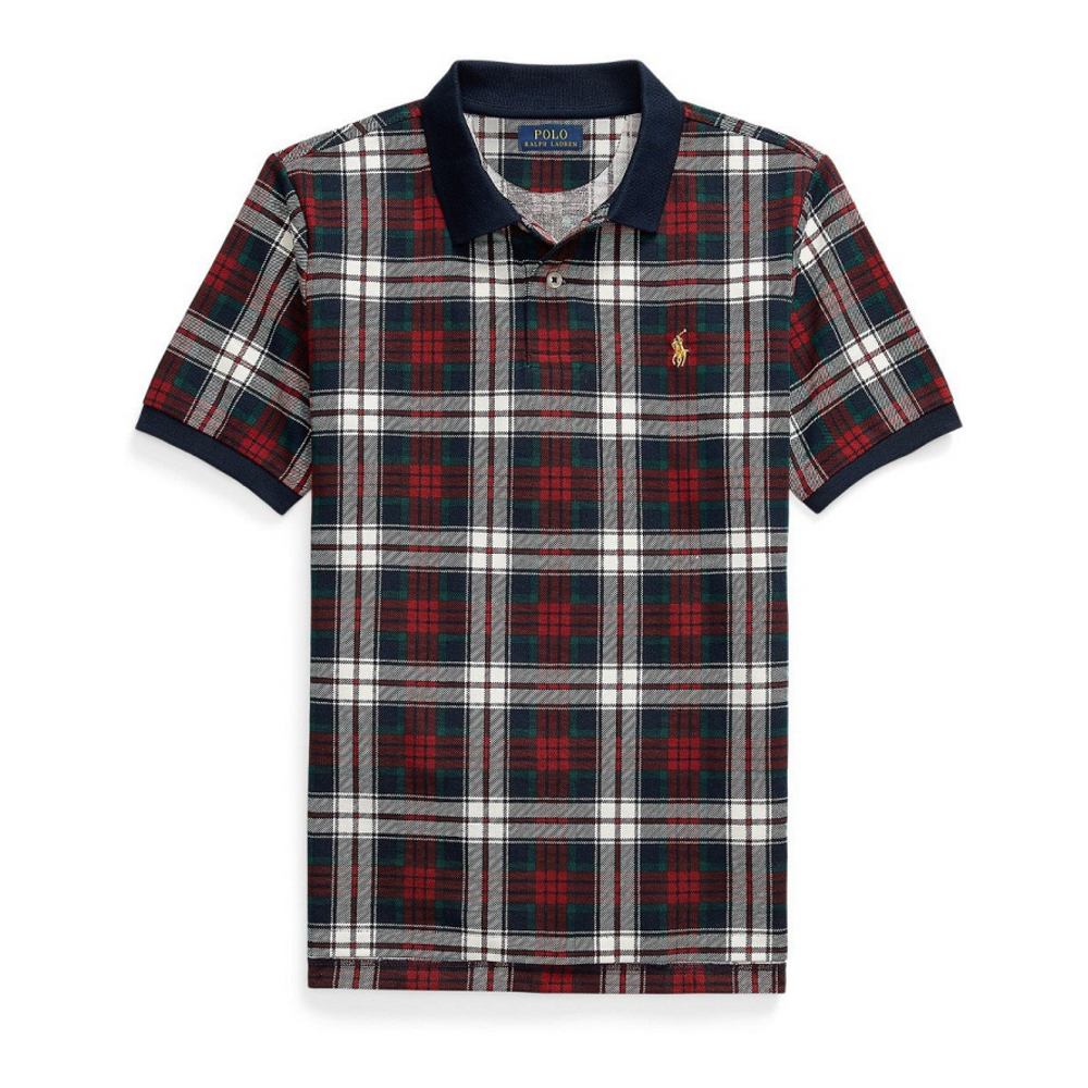 Big Boy's 'Plaid Cotton Mesh Polo Shirt'