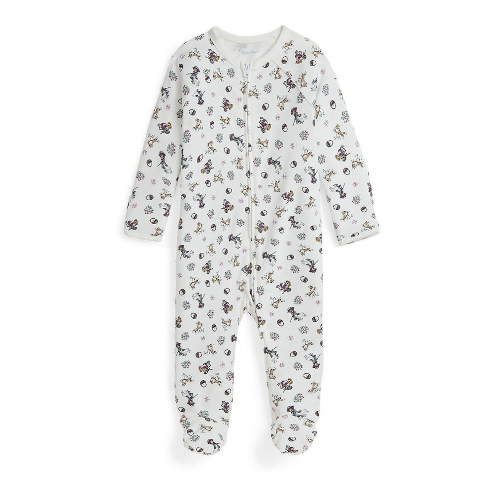 Baby Girl's 'Polo Bear Cotton Footed Zip Coverall'