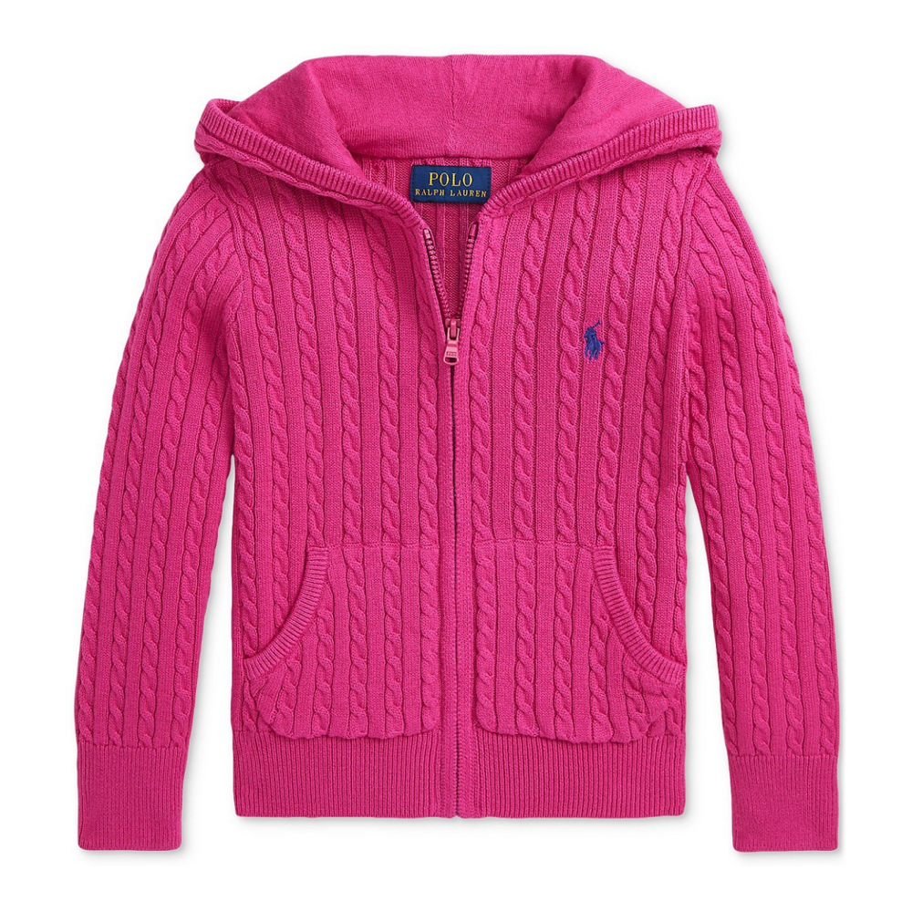 Toddler & Little Girl's 'Mini-Cable Cotton Full-Zip Hoodie'