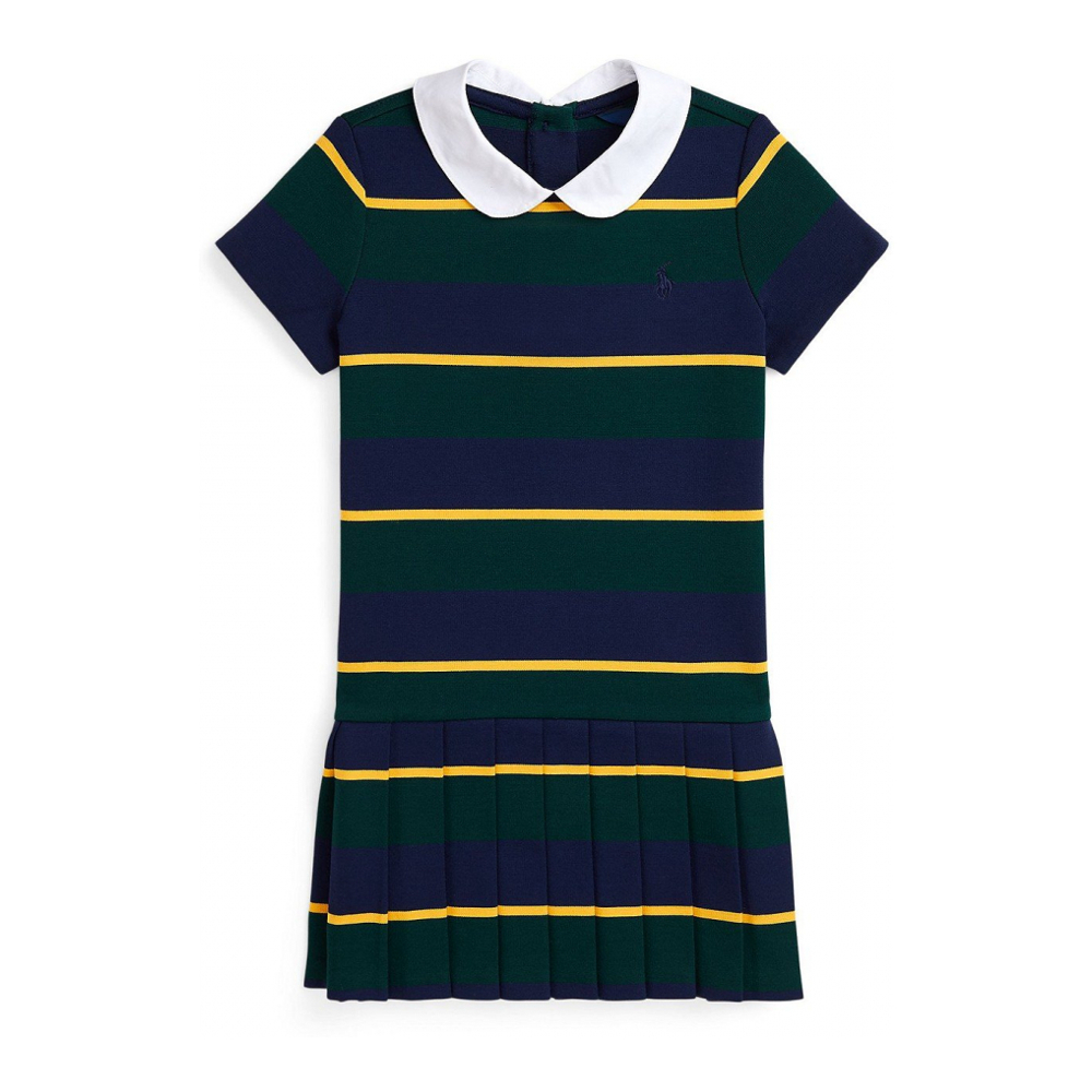 Toddler & Little Girl's 'Striped Pleated Ponte Dress'