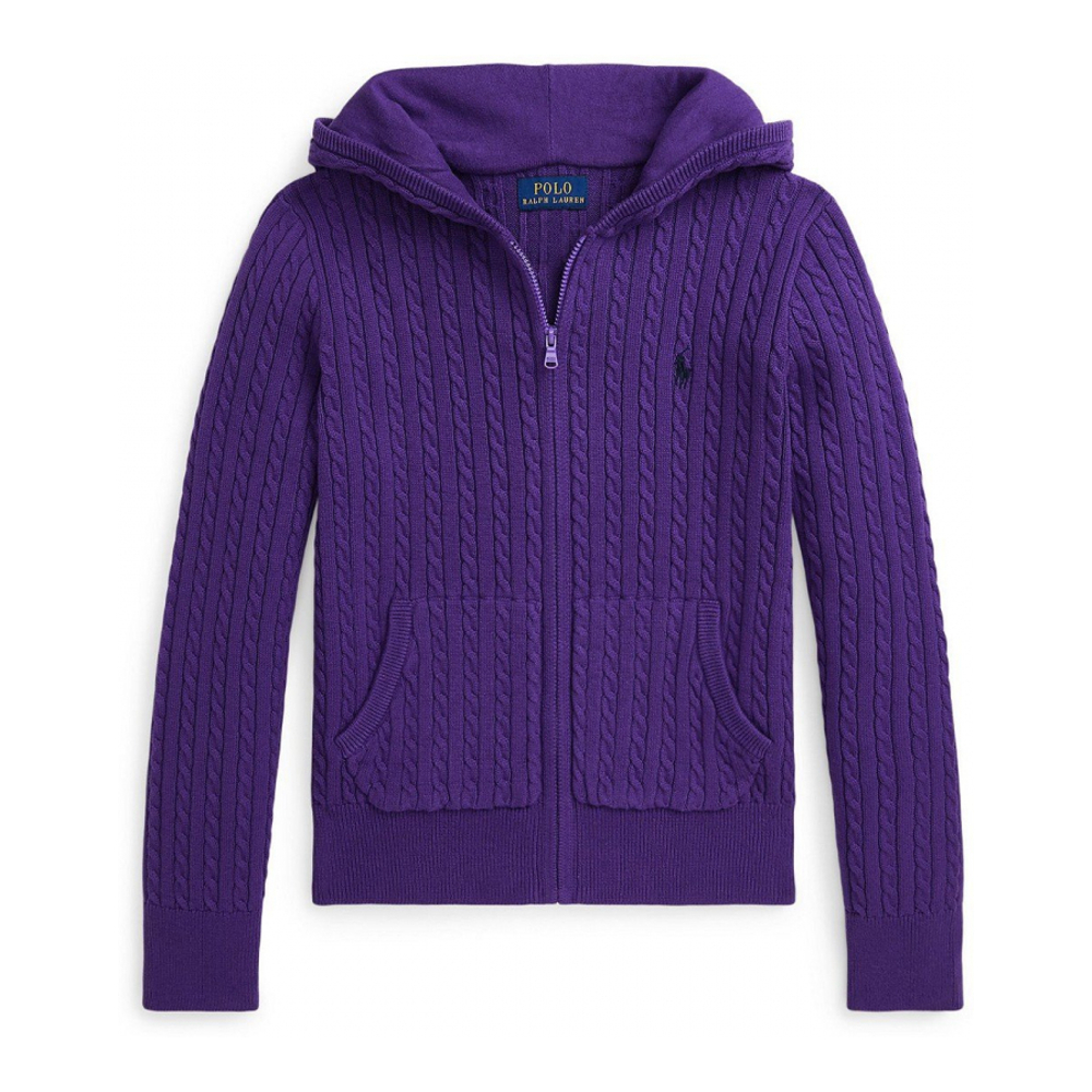 'Mini Cable Cotton Full Zip Hoodie' pour Grandes filles