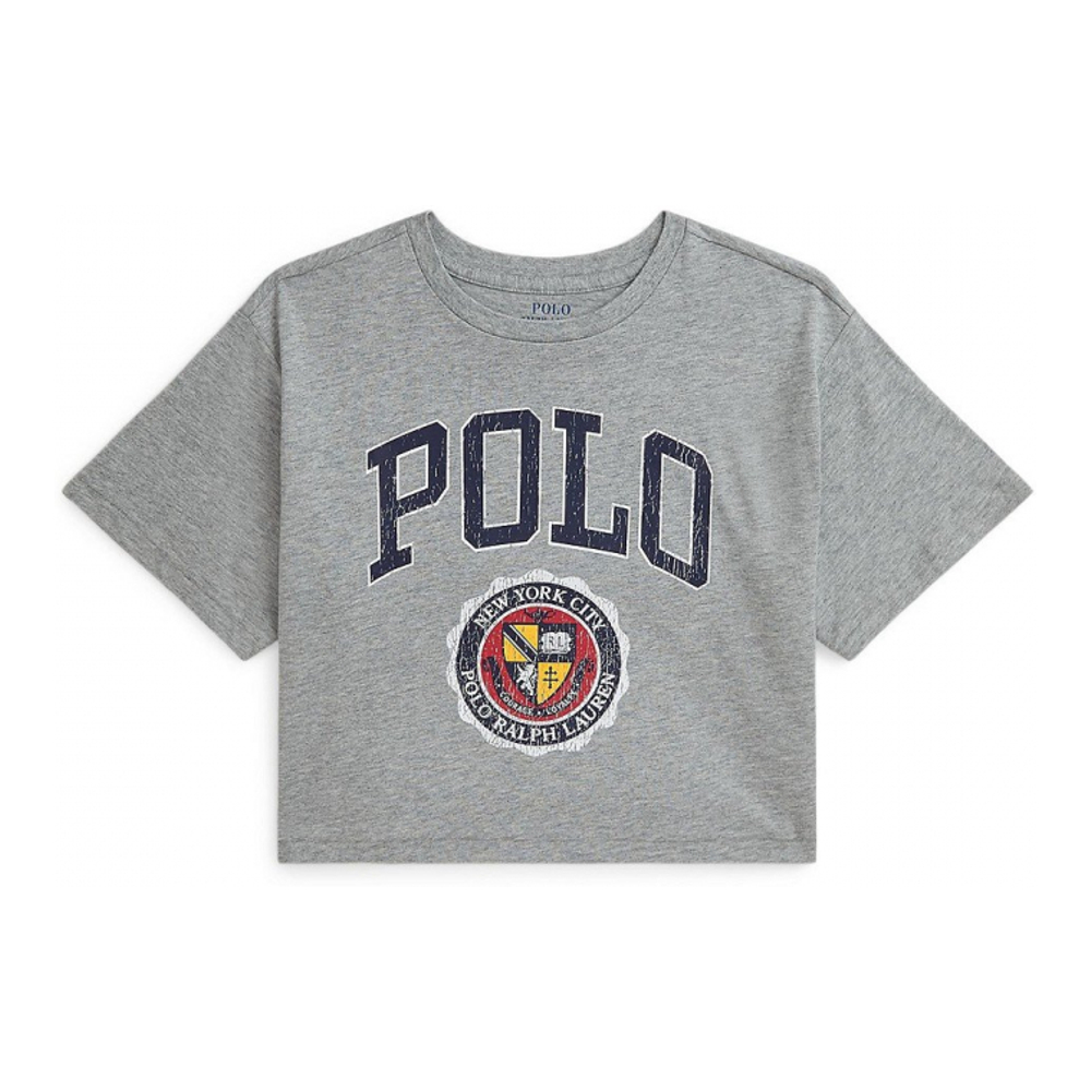 Big Girl's 'Logo Crest Cotton Jersey Boxy Tee'