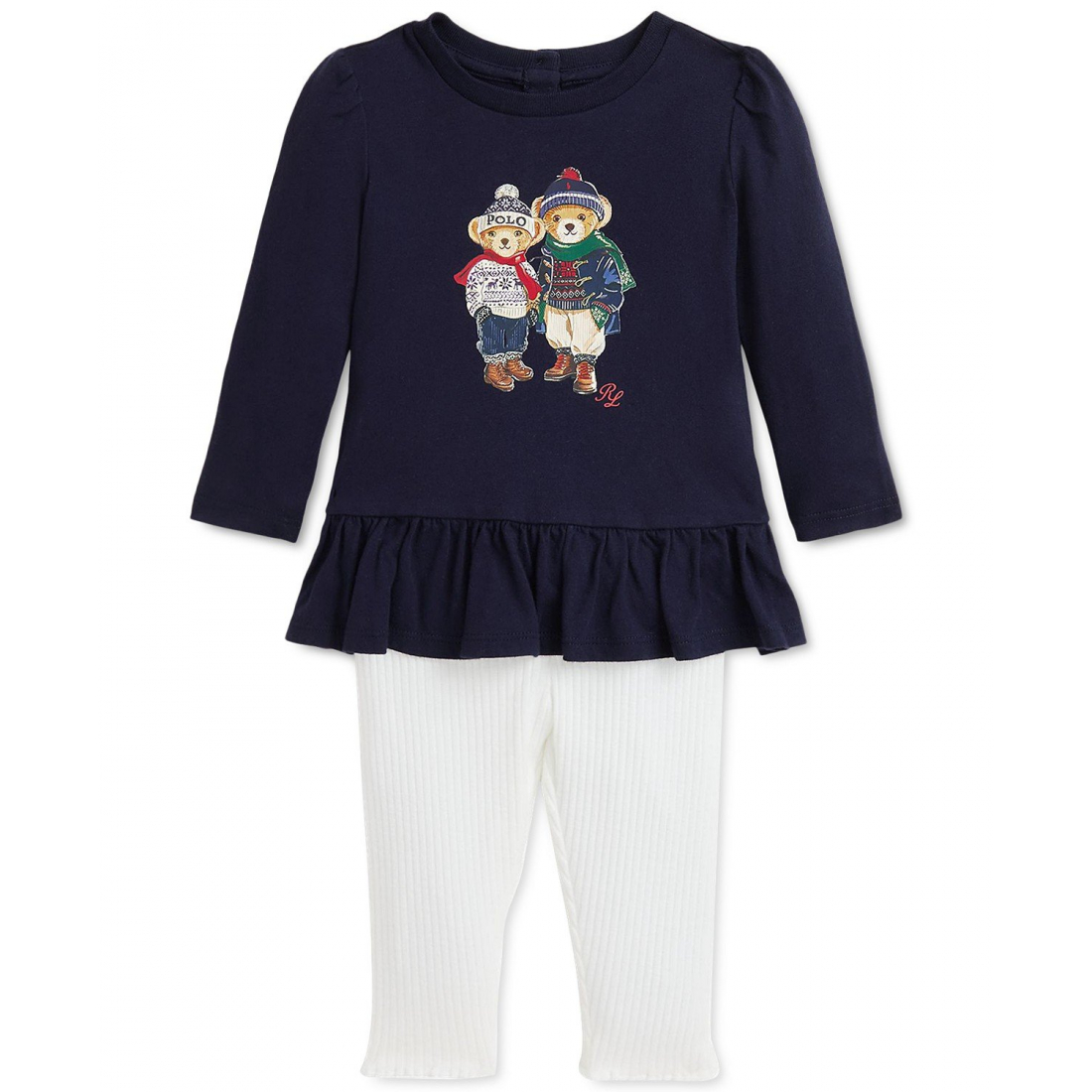 'Polo Bear Peplum Tee & Ribbed Leggings Set' pour Bébés filles