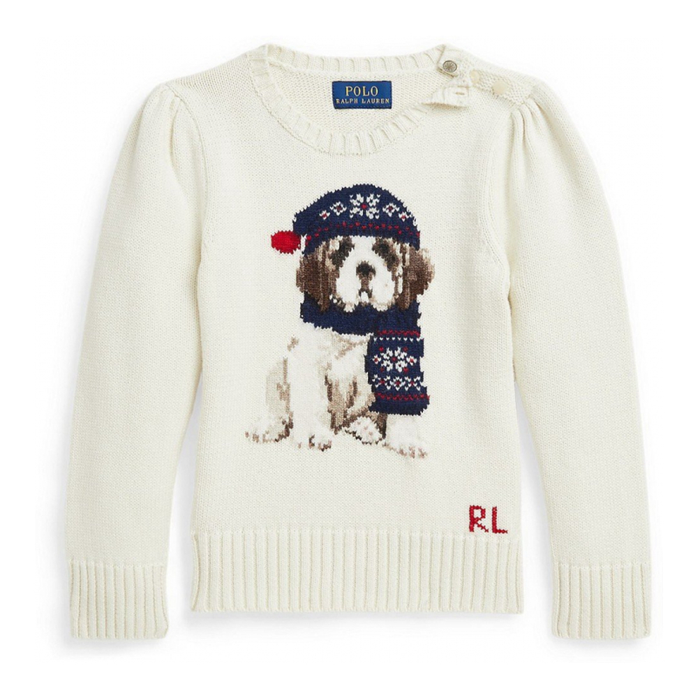 Toddler & Little Girl's 'Dog Crewneck Sweatshirt'