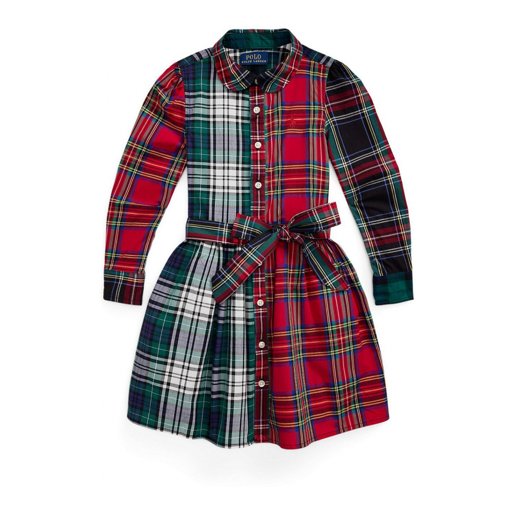 Toddler & Little Girl's 'Plaid Cotton Fun Shirtdress'