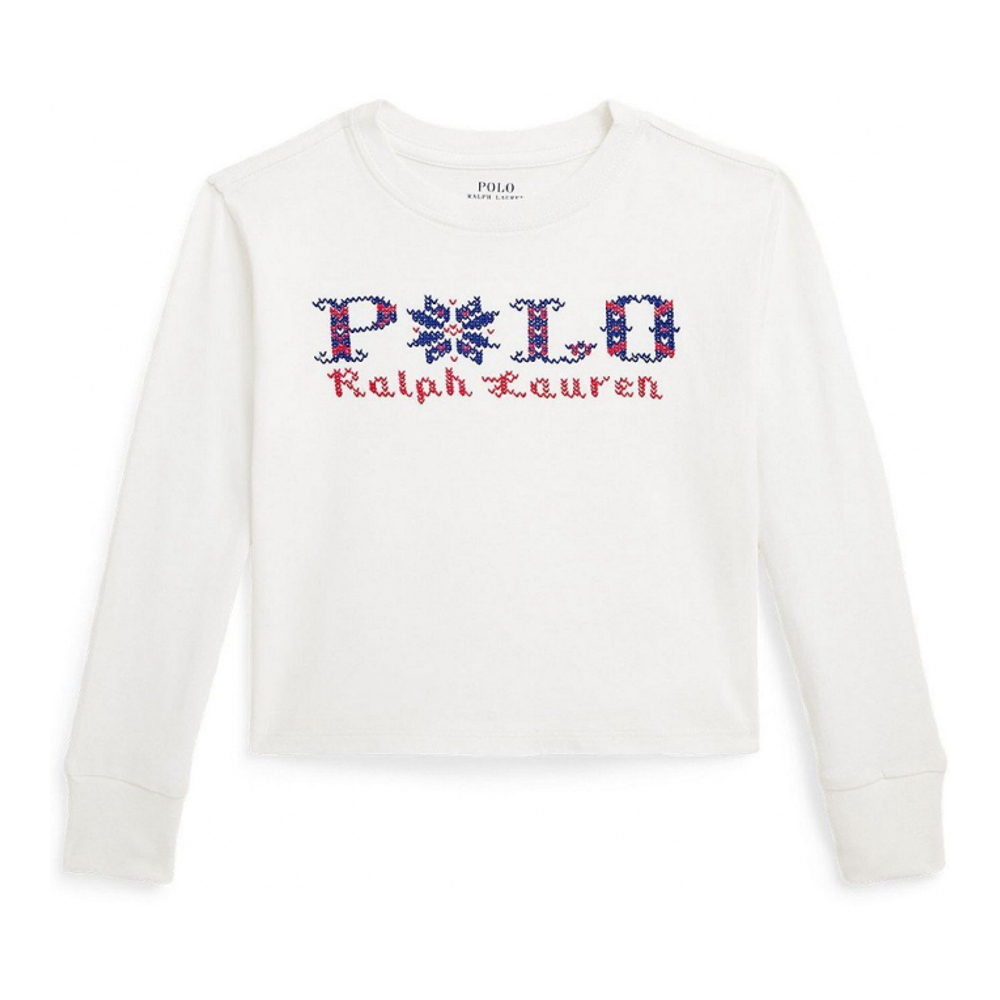 'Logo Cotton Boxy Long-Sleeve Tee' pour Bambins & petites filles