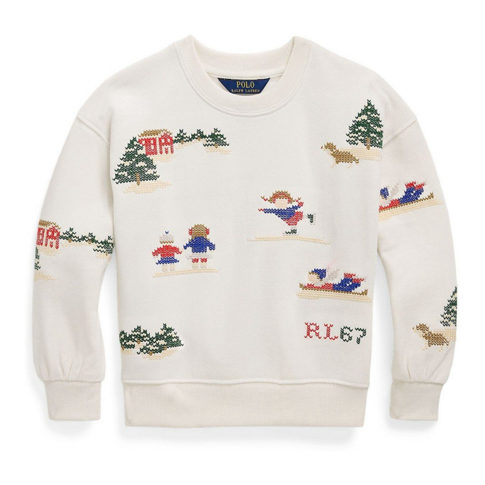 Toddler & Little Girl's 'Embroidered Fleece Sweatshirt'