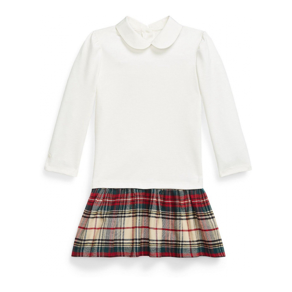 Toddler & Little Girl's 'Plaid-Skirt Ponte Dress'