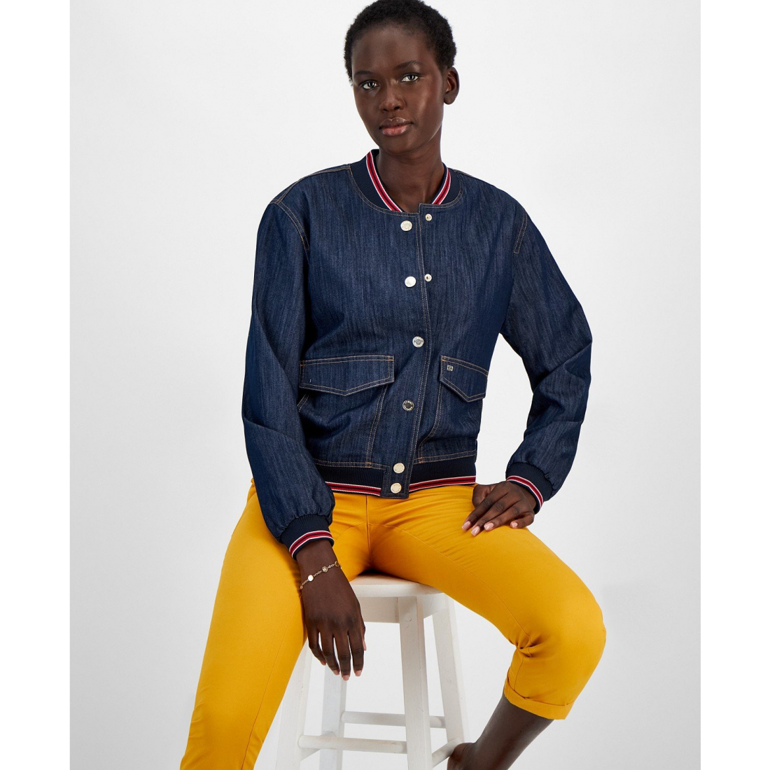 Blouson bomber 'Snap-Front Denim' pour Femmes